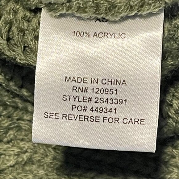 Olive Green Cropped Cable Knit Sweater With Diamond Pattern & Full Zipper - Picture 8 of 10